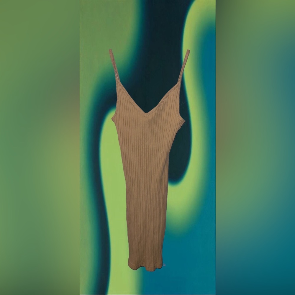 Basic beige ribbed dress